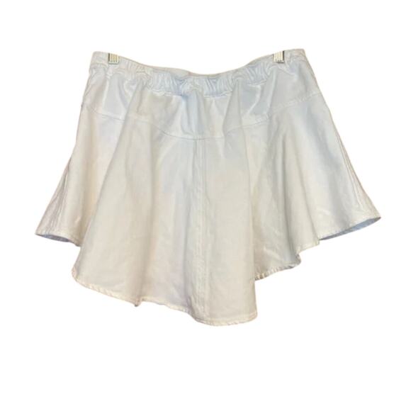 Aerie White Denim Size Small elastic waist flounce mini skirt NWT - Picture 3 of 5